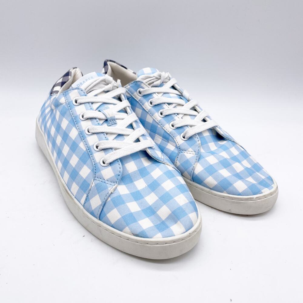 Draper James Women's Harper Sneakers Blue White Checkered Size 9
